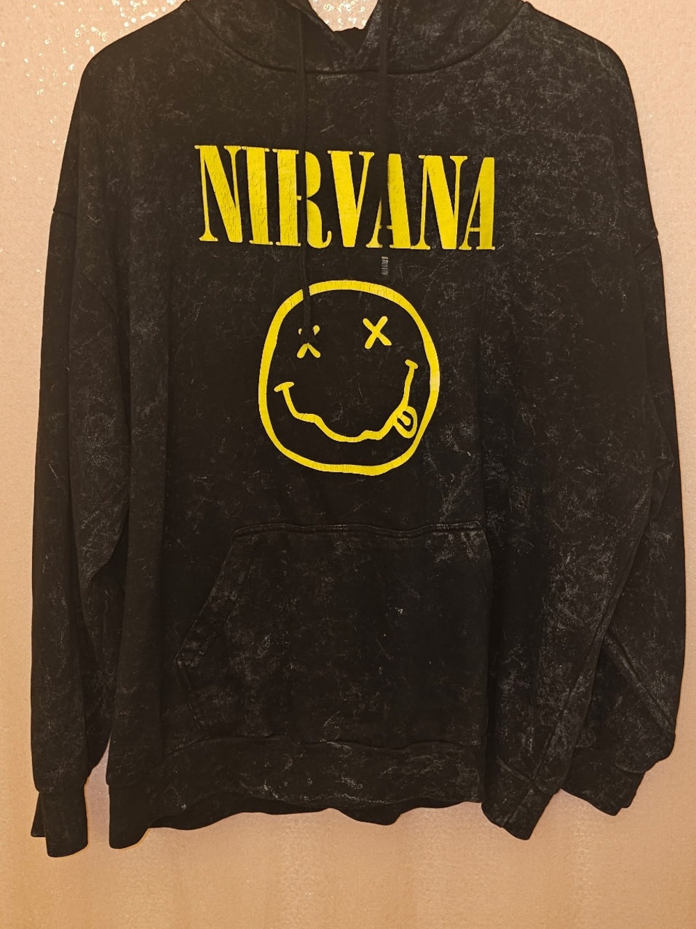 NIRVANA Black Hoodie with Yellow Logo